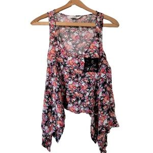 Asymmetrical Hem Floral Top